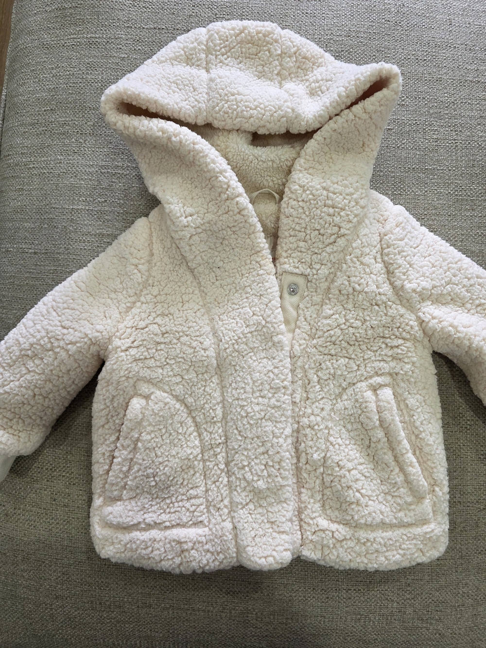 Cat & Jack Cream Plush Sherpa Hooded Puffer Jacket